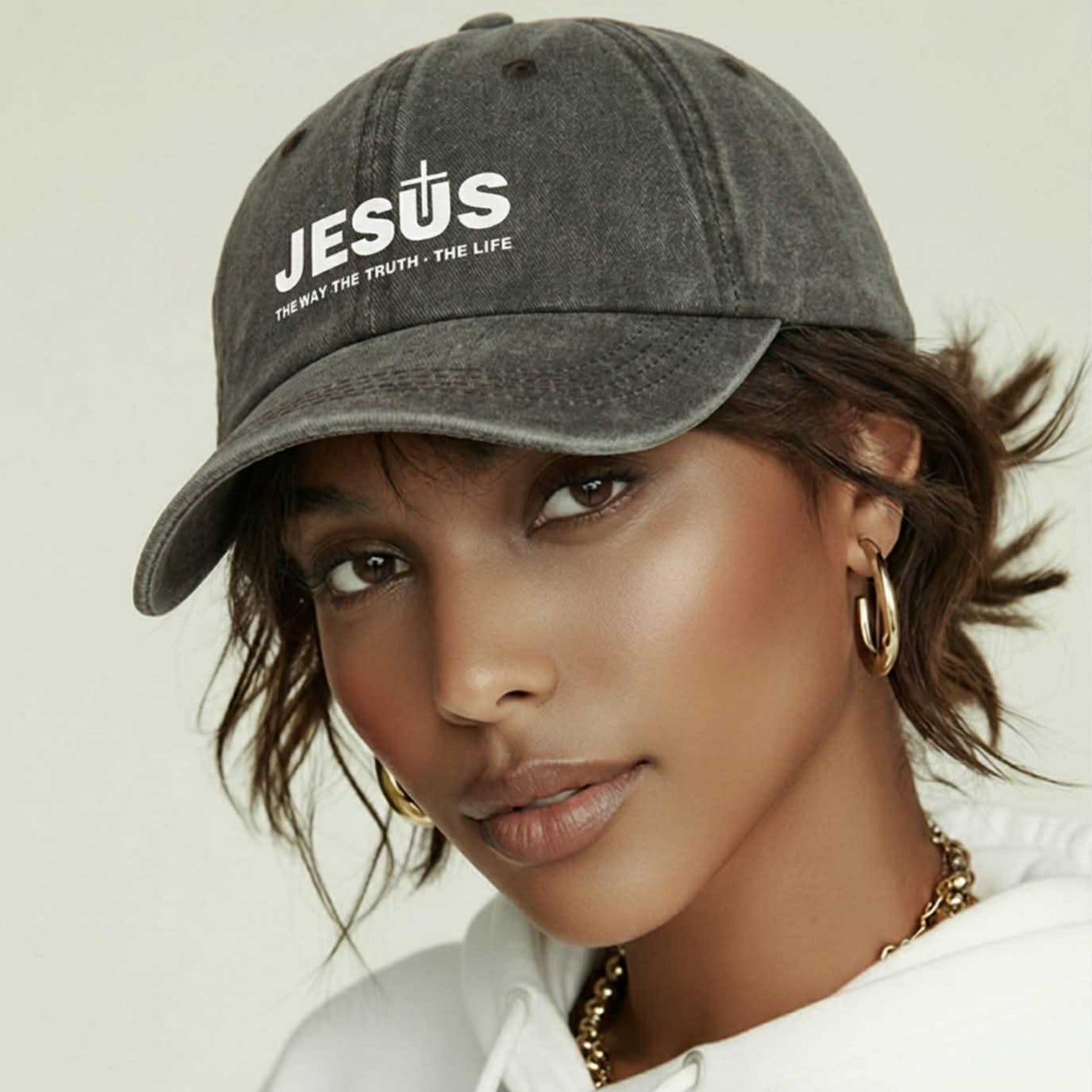 Jesus – The Way, The Truth, The Life Cap (Washed Black)